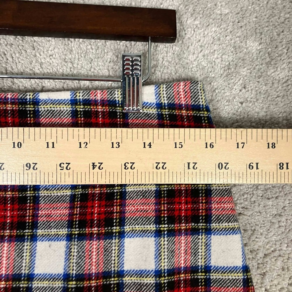 J. Crew Red White Blue Plaid Wool Blend Mini Skirt Size 12 - Picture 7 of 10